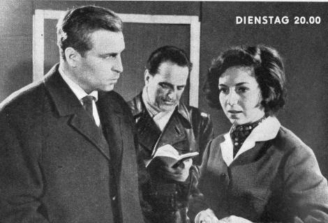 Foto: “Funk und Fernsehen der DDR”, Nr. 7/1965; Seite 16; im Bild von links: Horst Schön, Fred Leuschner und Gisela Büttner.